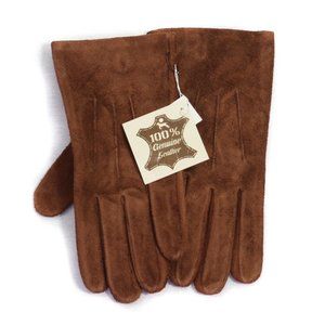 GLOVE Brown Suede Cow Leather Unlined Gloves